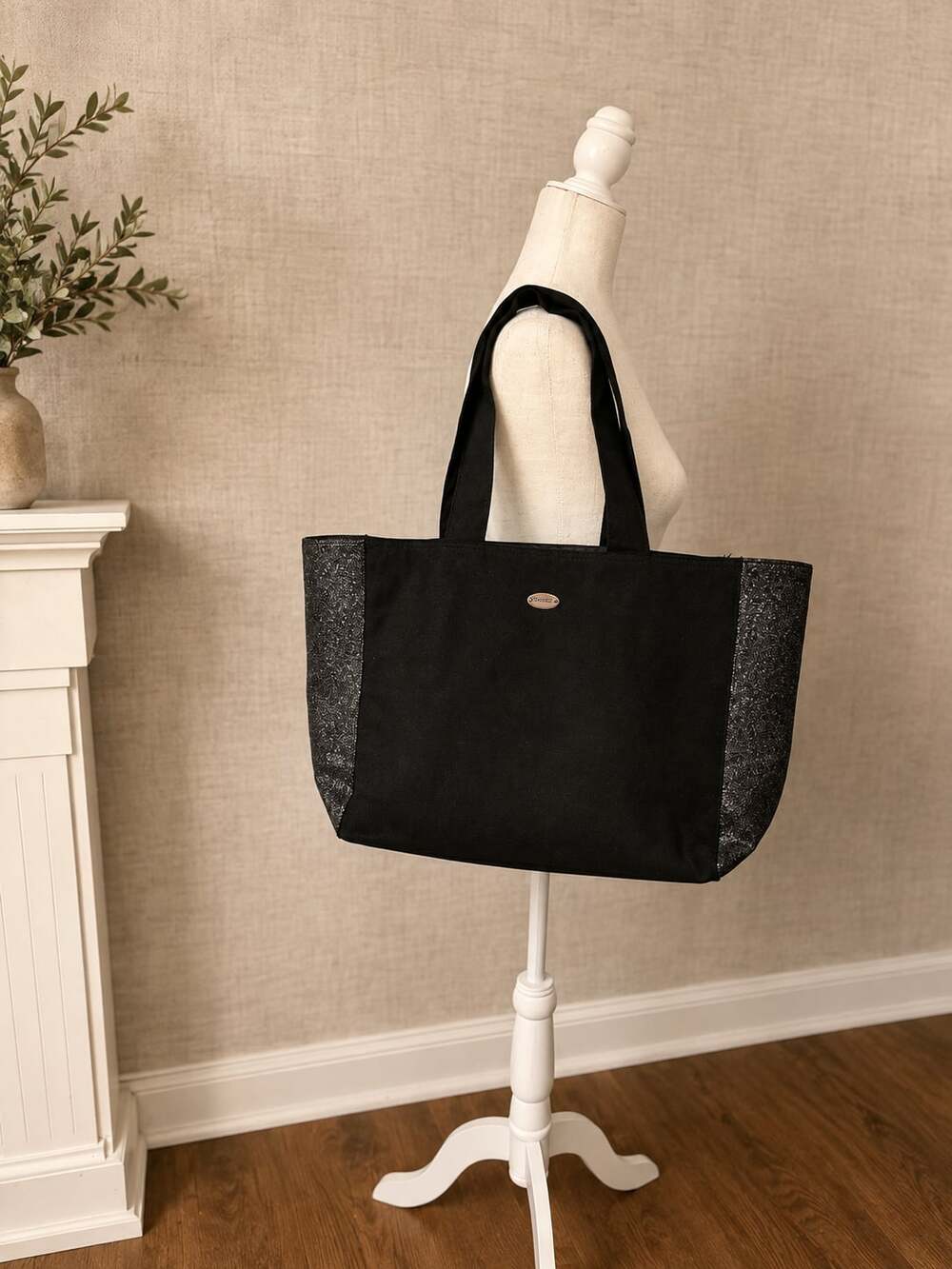 Coach Fragrance Black Silver Glitter Tote Bag Large Shoulder Shopper